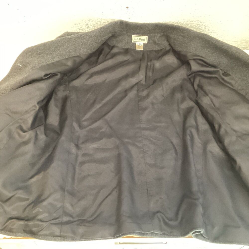 vintage ll bean womens jacket 16P gray wool, cashmere lined classic - Picture 6 of 10